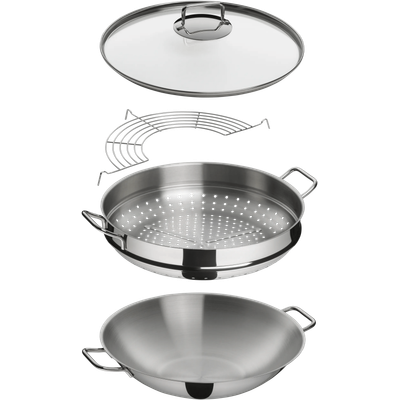 Set de 4 piese WMF Macao Wok, 36 cm, inductie