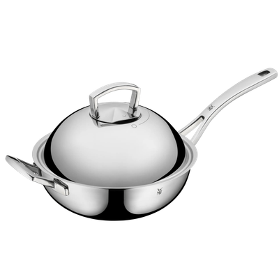 Tigaie wok cu capac WMF Multiply, 28 cm, Cromargan®, argintiu