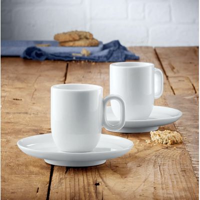 Set cesti cu farfurii WMF Barista Espresso, 4 piese, portelan