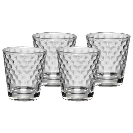Set de 4 pahare WMF, 0.23L, sticla termorezistenta, model fagure