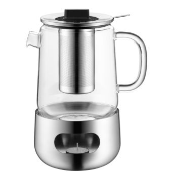 Ceainic cu infuzor WMF SensiTea, suport pentru lumanare, Cromargan®