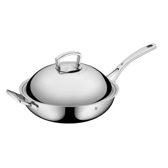 Tigaie wok cu capac WMF Multiply, 32 cm, Cromargan®, argintiu