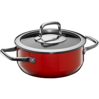 Oala joasa cu capac WMF Compact Red, 18 cm, 1.8 L, inductie, rosu