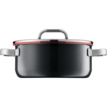 Oala cu capac WMF Fusiontec Functional, 24 cm, 4.4L, inductie, negru