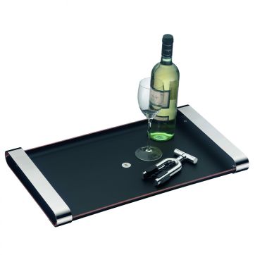 Tava de servire din lemn natural negru lacuit si Cromargan® WMF Club
