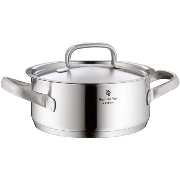 Oala cu capac WMF Gourmet cu capac, 20cm, 2.5 L, Cromargan®, argintiu