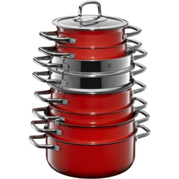 Oala joasa cu capac WMF Compact Red, 18 cm, 1.8 L, inductie, rosu