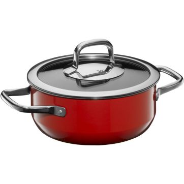 Oala joasa cu capac WMF Compact Red, 18 cm, 1.8 L, inductie, rosu