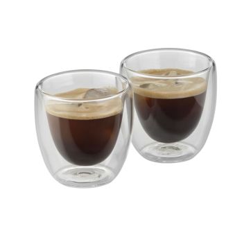 Set 2 pahare espresso Kult 80ml, din sticla cu pereti dubli, termorezistent