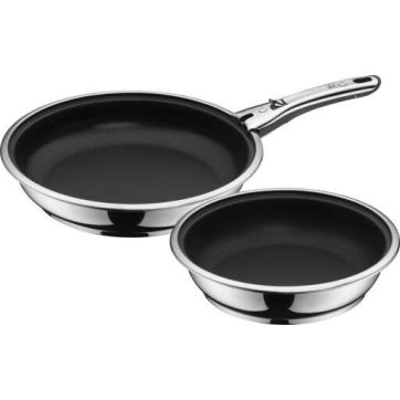 Set 2 tigai cu maner detasabil WMF Click&Serve, 24 - 28 cm, Cromargan®